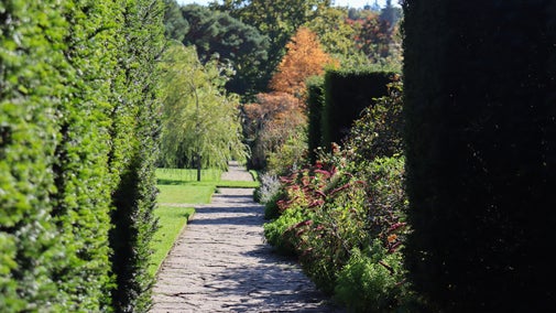 A view of the borders as you enter the formal garden at Bateman's